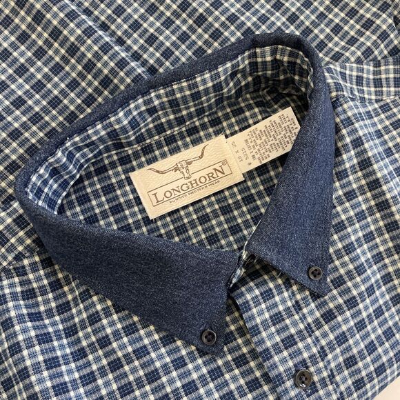 Vintage Longhorn Shirt 18x35 Button Down Western Rodeo Casual Chore‎ Coat COTTON - Picture 8 of 10